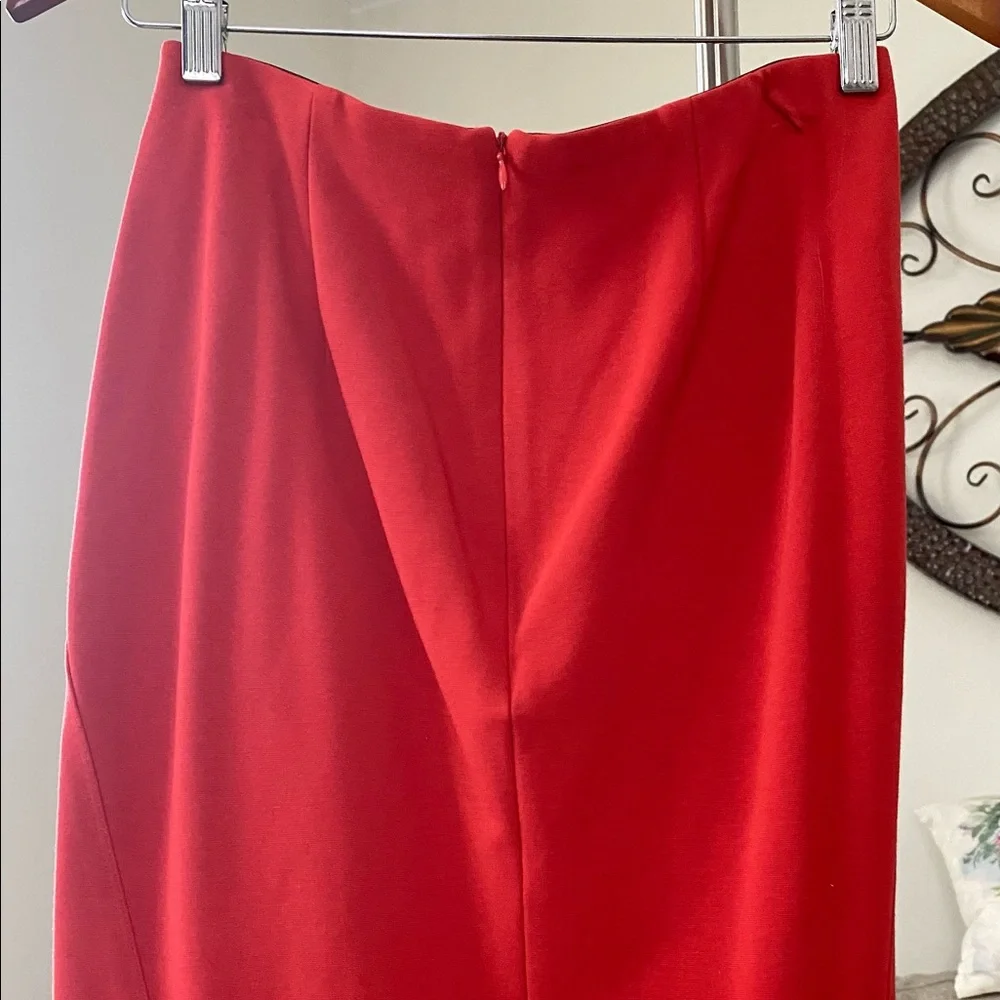 Ann Taylor Red Ponte Knit Pencil Midi Skirt